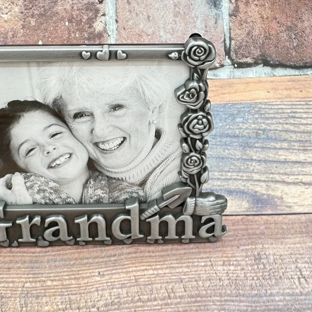 Grandma Picture Photo Frame 4x6 Silver Pewter Malden Teacup Garden Roses Hat